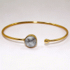 Dazzling Dendrite Agate Cab Bangle G - JBB999 Recent Arrival Round Shape Gemstone With 18ct Gold Plating Brass Bangle